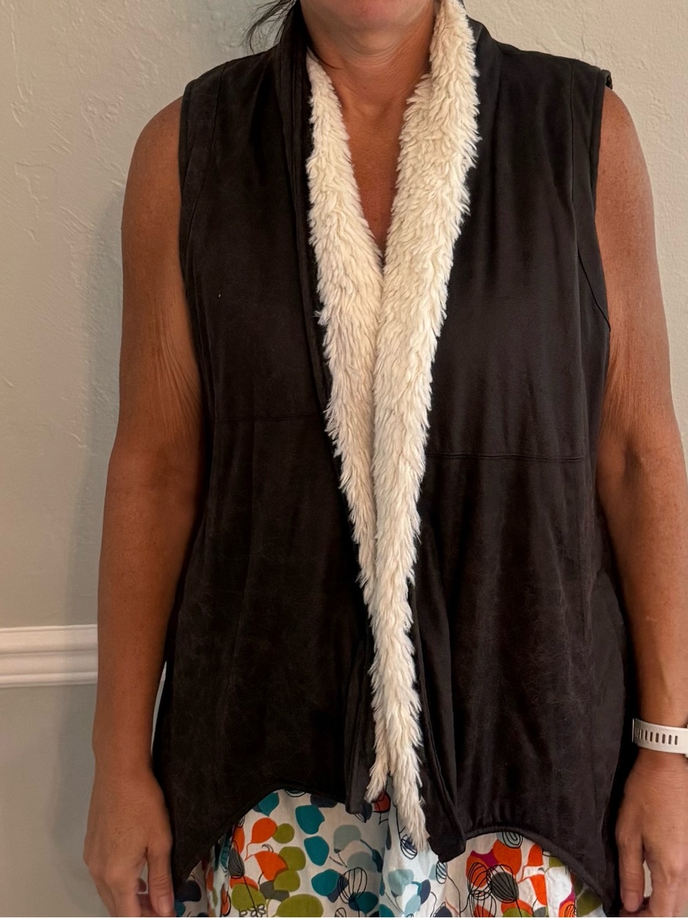 Jack by BB Dakota Brown Vest with Cream Sherpa Collar